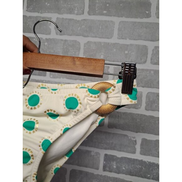 Victoria Secret Womens Polka Dots Gold Rings Turquoise Bikini Buttom‎ Size Small - Picture 7 of 8